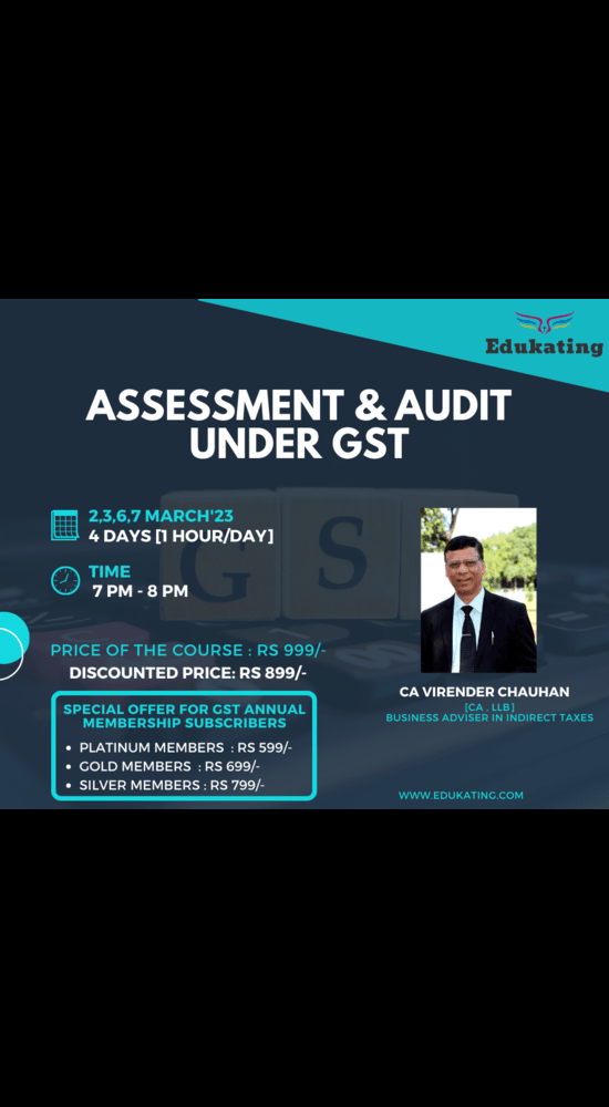 Course on Assessment & Audit under GST