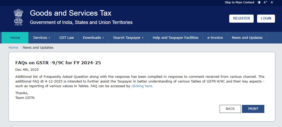 FAQs on GSTR -9/9C for FY 2024-25