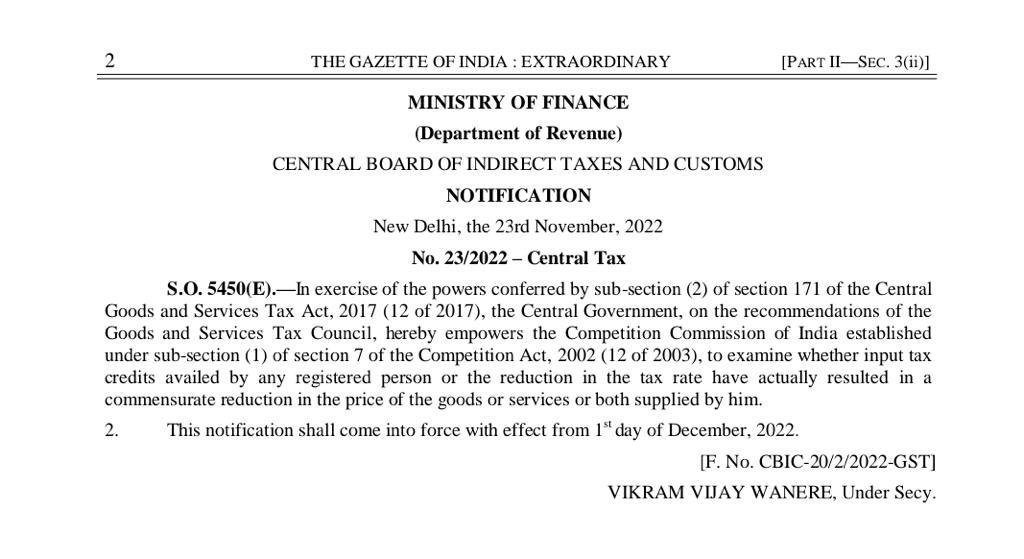 NN. 23/2022 – CT dt. Nov 23, 2022