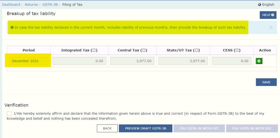 GSTN enabled new feature w.r.t. tax liability breakup table in GSTR-3B on GST Portal