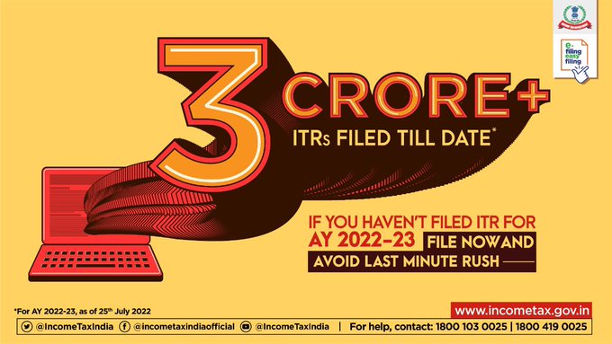More than 3 crore income tax return filed so far