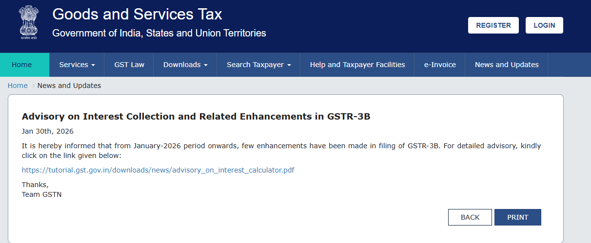 Advisory on Interest Collection and Related Enhancements in GSTR-3B