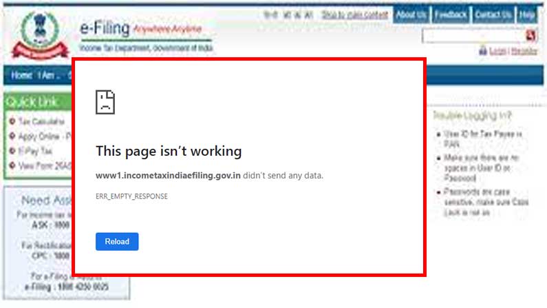 Income Tax website will not be accessible due to maintenance from Nov 20, 10 PM to Nov 21, 10 AM