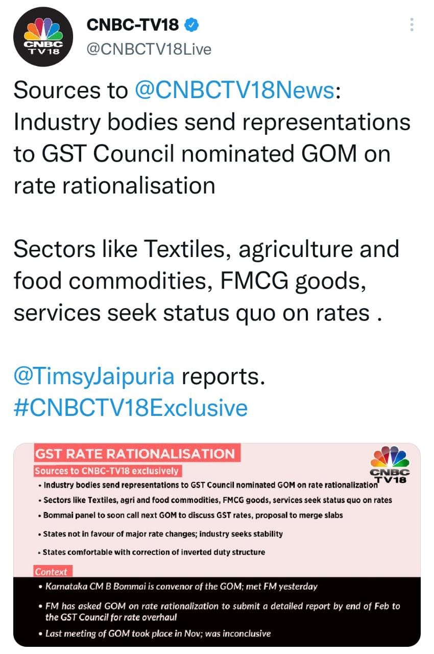 Industry bodies sent representations to GST Council nominated GOM on rate rationalisation